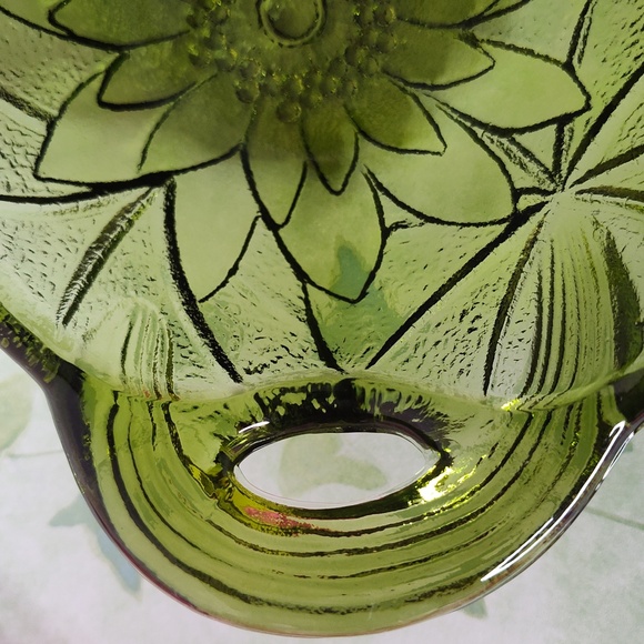 Set of 2 Indiana Glass Oval Relish Dish Olive Depression Glass with Open Handles - Picture 5 of 7